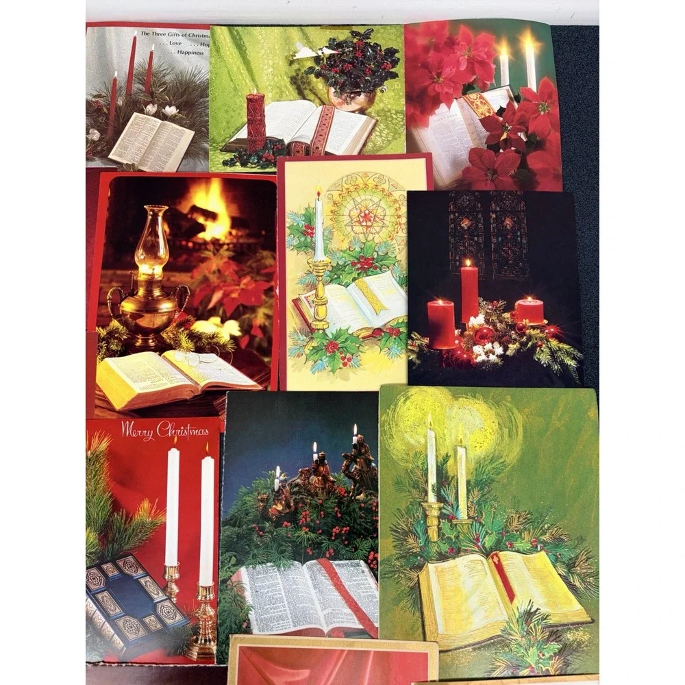 Vintage Christmas Cards Fronts ONLY Bibles Scrapbooking Decoupage Lot of 50+